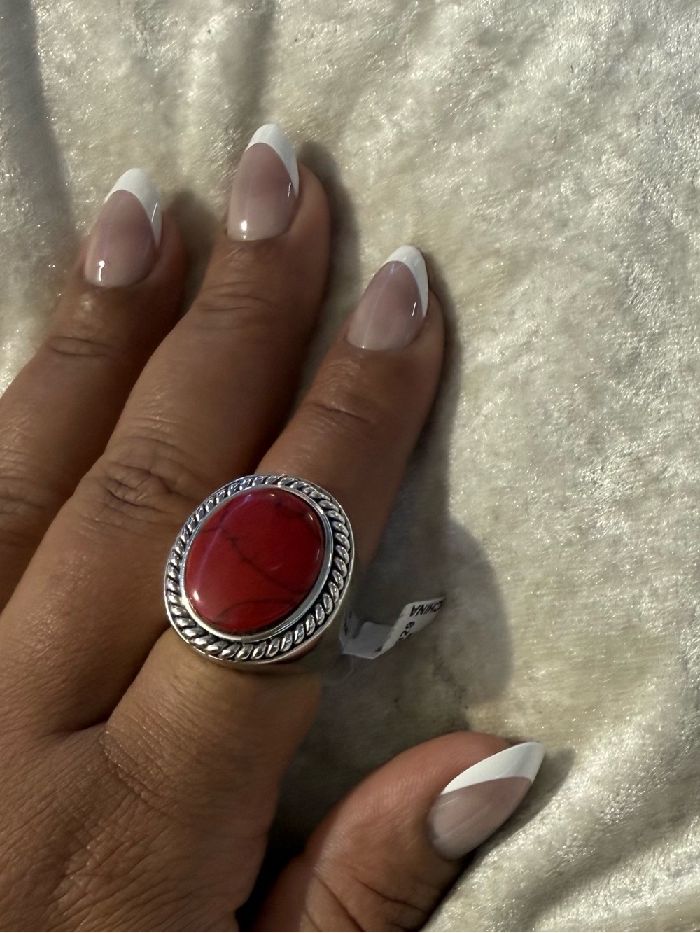 Bold Red Stone Silver Ring - Women Jewelry